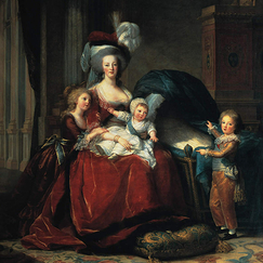 Carte postale carrée "Marie-Antoinette et ses enfants (détail)"