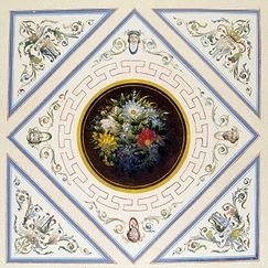 Carte postale carrée "Maison Bonaparte - Détail d'un plafond du deuxième étage"