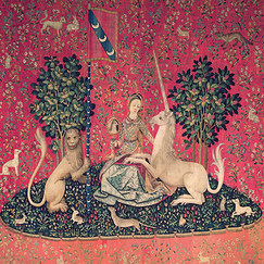 Carte postale carrée "Tenture de la Dame à la Licorne : la vue"