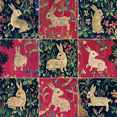 Carte postale carrée "Tentures de la Dame à la licorne : les lapins (détails)"
