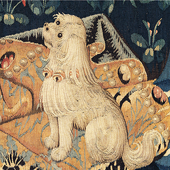 Carte postale carrée "Tenture de la Dame à la Licorne : Le Goût (détail)"