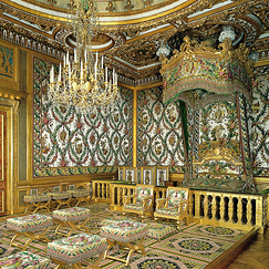 Square postcard "Château de Fontainebleau - Grands appartements : la grande chambre à coucher de l'impératrice"