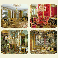 Square postcard "Château de Fontainebleau - 4 vues"