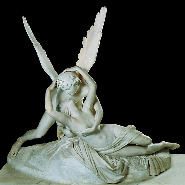 Postcard Canova - Psyche revived by Cupid's Kiss
