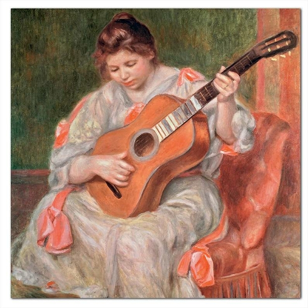 Postcard Renoir - Woman Playing the Guitar (detail)