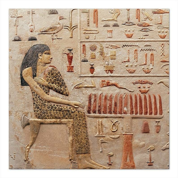 Carte postale carrée "La princesse Nefertiabet devant son repas (détail)"