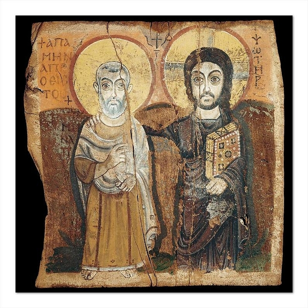 Carte postale carrée "Panneau du christ et de l'abbé mena"