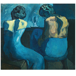 Square postcard "Picasso - Prostitutes at the bar"