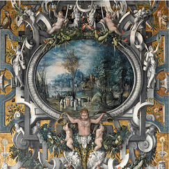 Carte postale carrée "Le Tribut à César ou la Chasse d'Esau (détail)"