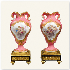 Carte postale carrée "Paire de vases à oreilles de la princesse de Condé"