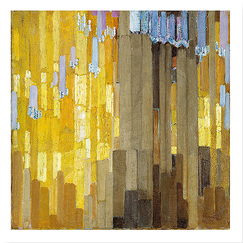 Square postcard "Kupka - Arrangement of Yellow and Grey Vertical Lines"