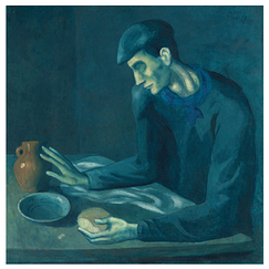 Carte postale carrée "Picasso - Le repas de l'aveugle"