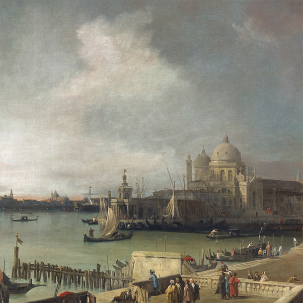 Square postcard "Canaletto - Entrance of the Grand Canal"