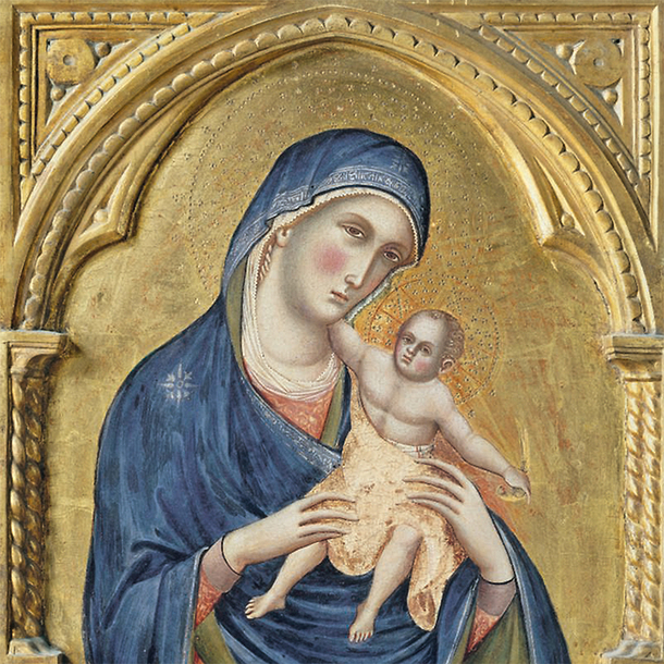 Carte postale carrée "Veneziano - La Vierge et l'Enfant"