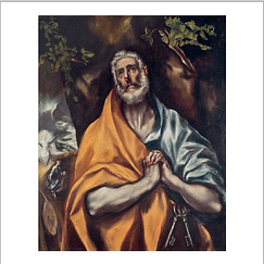 El Greco Squared Postcard - The Repentant Saint Peter
