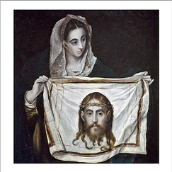 El Greco Squared Postcard - Saint Véronique