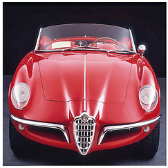 Squared postcard "Alfa Romeo Giulietta Sprint Spider Bertone"
