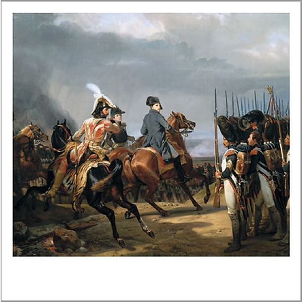 Vernet Squared Postcard - Napoleon and troops at the Battle of Jena