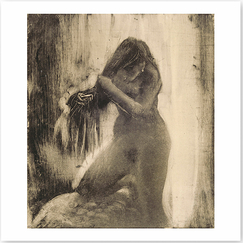 Carte postale carrée "Femme nue se coiffant"