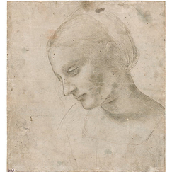 Squared Postcard "Vinci - Head of woman"
