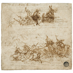 Squared postcard "Vinci- Studies"