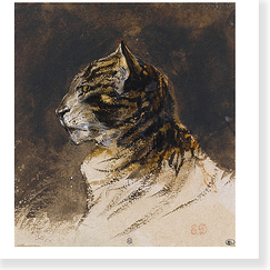Postcard Delacroix - Cat Head, around 1824-1829