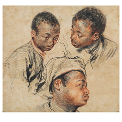 Postcard Watteau - Three Studies