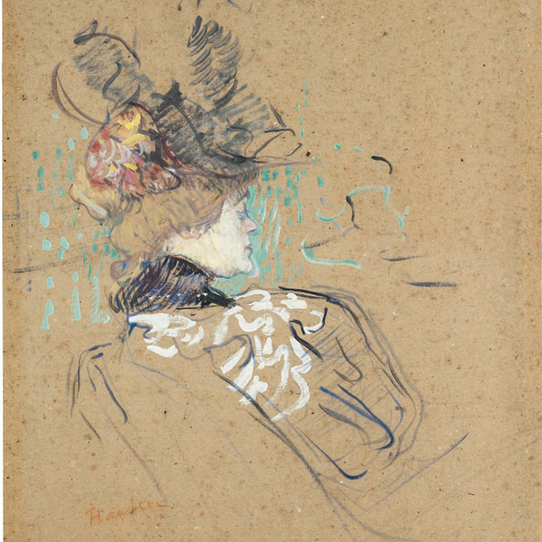 Carte postale carrée "Toulouse Lautrec - Femme de profil"