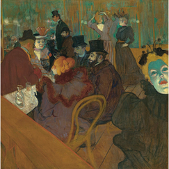 Square postcard "Toulouse Lautrec - At the Moulin Rouge"