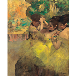 Square postcard "Yellow Dancers - Degas"
