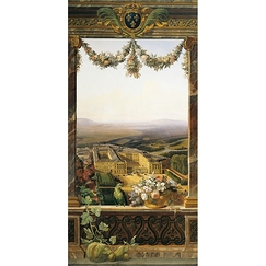 Carte postale panoramique "Vue panoramique du château de Compiègne en 1842"