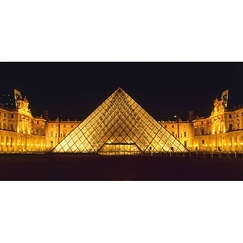 Postcard Lescourret - The Musée du Louvre and its Pyramid at Night