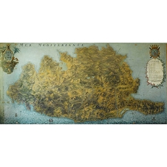 Carte postale panoramique "Carte de la Corse, avec indications topographiques"