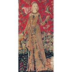 Panoramic postcard "Tenture de la Dame à la Licorne : Le Goût (détail)"