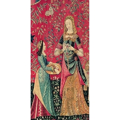Carte postale panoramique "Tenture de la Dame à la Licorne : L'odorat (détail)"