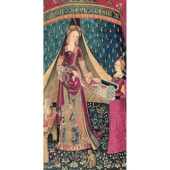 Panoramic postcard "Tenture de la Dame à la Licorne : à mon seul désir"