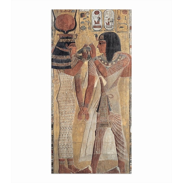 Carte postale panoramique "La déesse Hathor accueille Sethi 1er (détail)"
