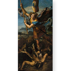 Panoramic postcard "Saint Michel terrassant le démon, dit Le Grand Saint Michel (détail)"