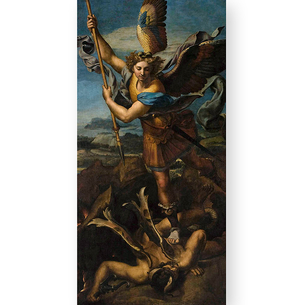 Carte postale panoramique "Saint Michel terrassant le démon, dit Le Grand Saint Michel (détail)"