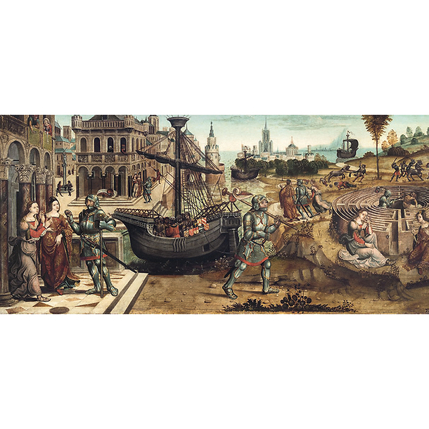 Panoramic postcard "Master of Cassoni Campana postcard - Theseus and Minotaur"