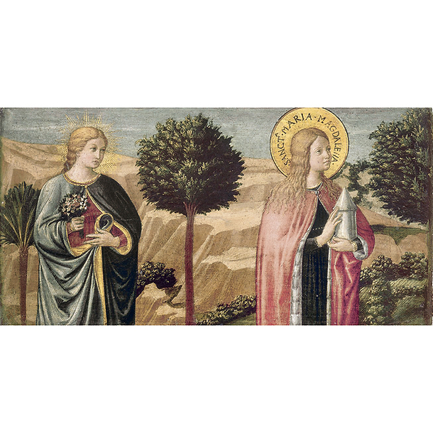 Panoramic postcard "Gozzoli - Blessed Fina de 'Ciardi and saint Magdalena"