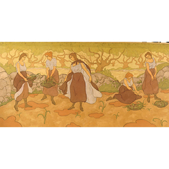 Panoramic postcard "Five Women at the harvest - Ranson"