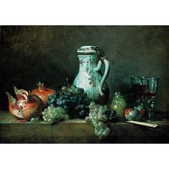 Postcard Chardin - Grapes and Pomegrenates