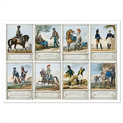 Carte postale panoramique Multivues Uniformes des différents régiments de l'Empire