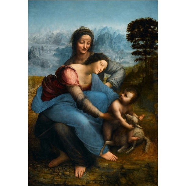 Carte postale grand format "Sainte Anne, la Vierge et l'Enfant jouant avec un agneau, dit la Sainte Anne"