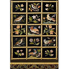 Carte postale grand format "Cabinet bas à marqueterie de pierres dures du Duc d'Aumont (détail)"