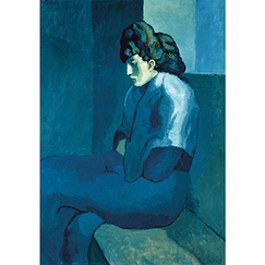 Wide format postcard "Picasso - Seated woman with scarf"