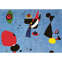 Carte postale grand format "Miró - Femmes et oiseau dans la nuit"