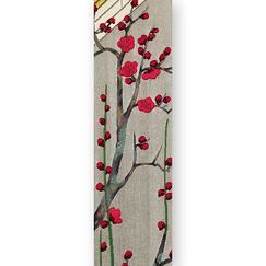 Marque-page Yamagushi - Rouleau en tissu de brocart (nishiki) du Dit du Genji, livre XLIV, La rivière aux bambous (détail)