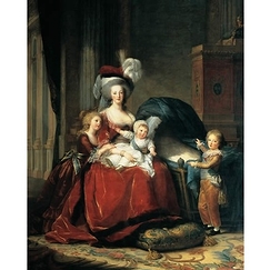 Reproduction "La reine Marie-Antoinette entourée de ses enfants, Madame Royale, le Dauphin et le Duc de Normandie"